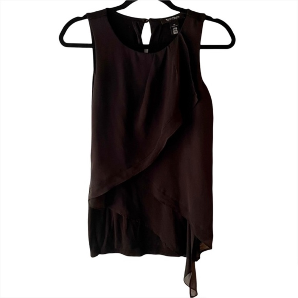 WHBM Black Tiered Front Sleeveless Blouse Size XS